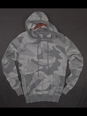 Carbon Hooded Camo Knit Pullover - Gray